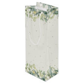 Elegante Cream Snowberry+Eucalyptus Winter Wedding Geschenktüte Für Weinflaschen (Rückseite Schrägansicht)