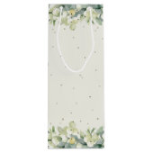 Elegante Cream Snowberry+Eucalyptus Winter Wedding Geschenktüte Für Weinflaschen (Rückseite)