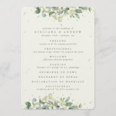 Elegante Cream Snowberry+Eucalyptus Winter Wedding Programm (Vorderseite)