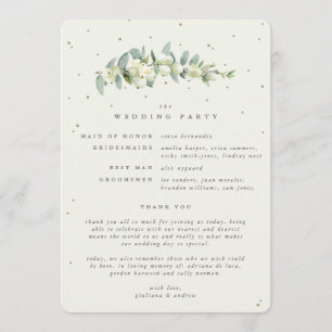 Elegante Cream Snowberry+Eucalyptus Winter Wedding Programm