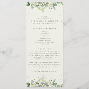Elegante Cream Snowberry+Eucalyptus Winter Wedding Programm