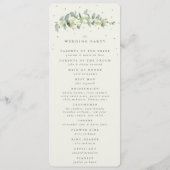 Elegante Cream Snowberry+Eucalyptus Winter Wedding Programm (Rückseite)