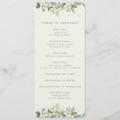 Elegante Cream Snowberry+Eucalyptus Winter Wedding Programm (Vorderseite)
