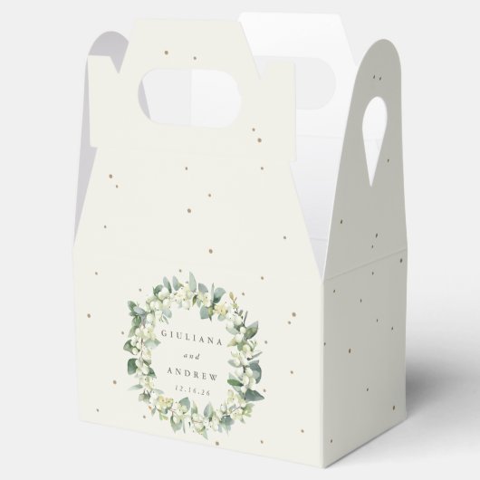 Elegante Cream Snowberry+Eucalyptus Wreath Wedding Geschenkschachtel (Geöffnet)