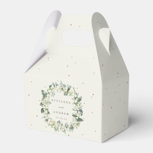 Elegante Cream Snowberry+Eucalyptus Wreath Wedding Geschenkschachtel (Vorderseite)