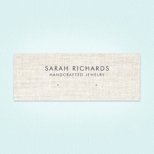Elegante Cream Tan Linen Look Earring Display Mini Visitenkarte