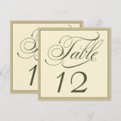 Elegante Cream und Green Script Tischnummer Card (Vorne/Hinten)