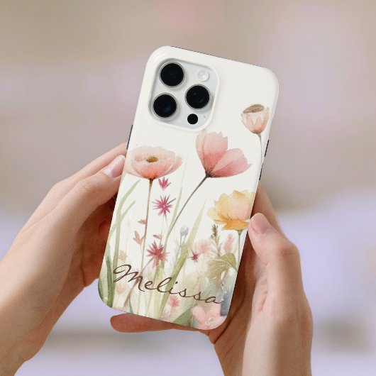 Elegante Cream Watercolor Frühlingsfrühlingstraßen Case-Mate iPhone Hülle