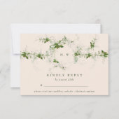 Elegante Cream Website Eucalyptus Monogram Wedding RSVP Karte (Vorderseite)