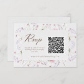 Elegante Cream Wildblume QR Code RSVP Card Begleitkarte (Vorne/Hinten)