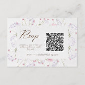 Elegante Cream Wildblume QR Code RSVP Card Begleitkarte (Vorderseite)