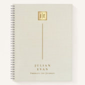 Elegante Creamy Gold Shiny Monogram Spiral Notizblock (Vorderseite)