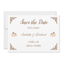 Elegante Creamy Pumpkins Flat Save the Date Card