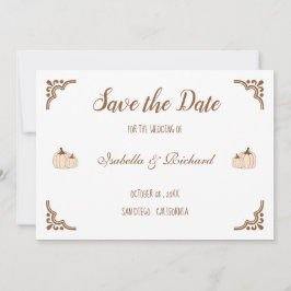 Elegante Creamy Pumpkins Flat Save the Date Card