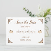 Elegante Creamy Pumpkins Flat Save the Date Card (Stehend Vorderseite)
