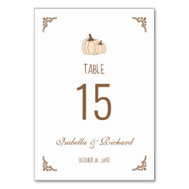 Elegante Creamy Pumpkins Hochzeit im Herbst Table Tischnummer