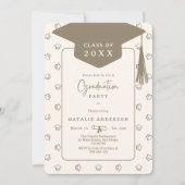 Elegante Creamy White Graduate Hat Graduation Part Einladung (Vorderseite)