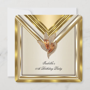 Elegante Creme-Beige-Bernstein-Gold-Geburtstagsfei Einladung