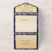 Elegante Creme, Blue Ribbon & Sparkle All In One Einladung (Außenbereich)