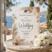 Elegante Creme Boho Rose Rustikale Hochzeit Einladung