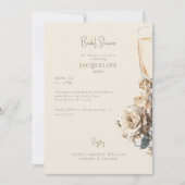 Elegante Creme Dried Rose Champagne Brautparty Einladung (Vorderseite)
