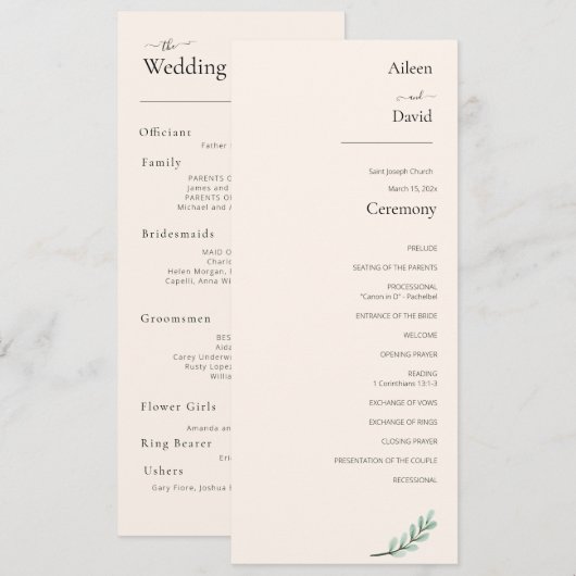 Elegante Creme Einfache Zeremonie (Vorne/Hinten)