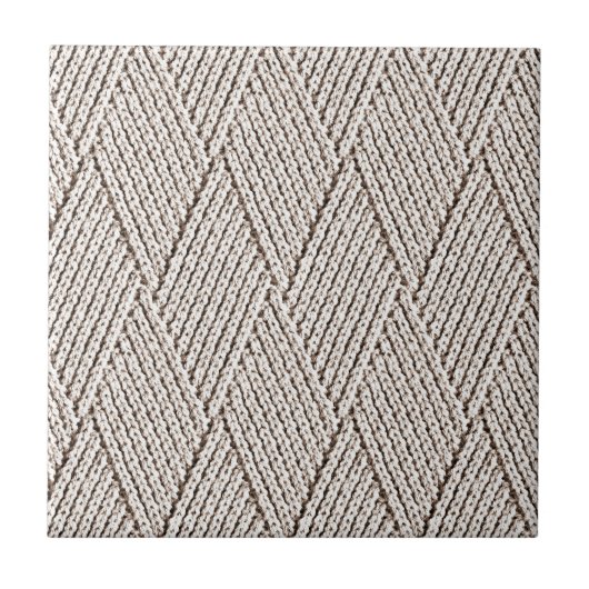 Elegante Creme-Faux-Diamant-Strickmuster  Fliese (Vorderseite)