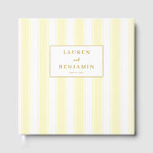 Elegante creme-gestreifte Feier Gästebuch (Vorderseite)