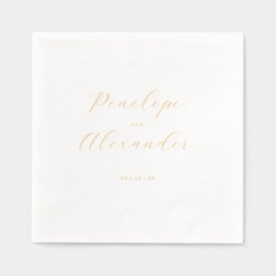 Elegante Creme-Goldfolien-Kalligrafie Servietten Mit Folie