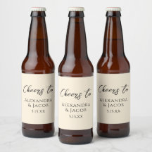 Elegante Creme-Hochzeitsbierflaschen-Etiketten