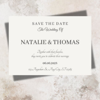 Elegante Creme-Hochzeitsspeicherkarte Save The Date