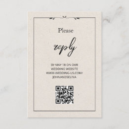 Elegante Creme moderne Text- und QR-Einschlusskart Begleitkarte