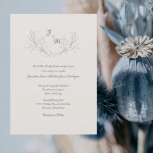 Elegante Creme-Script-Hochzeit Einladung