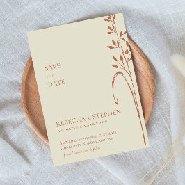 Elegante Creme & Terracotta boho Save the Date Einladung