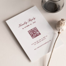 Elegante Creme- und Burgunder-Hochzeits-RSVP-Karte