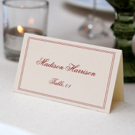 Elegante Creme- und Burgunder-Hochzeitsplatzkarte  Einladung
