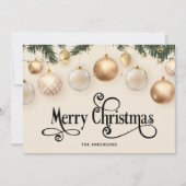 Elegante Creme und Gold Frohe Weihnachten (Vorderseite)