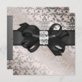 Elegante Creme-und Silber-Einladung mit Bogen Einladung (Vorne/Hinten)