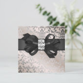 Elegante Creme-und Silber-Einladung mit Bogen Einladung (Stehend Vorderseite)