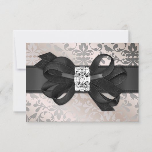 Elegante Creme und Silver UAWG mit Bow RSVP Karte (Vorderseite)