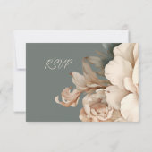 Elegante Creme und Taupe mit grüner Blütenhochzeit RSVP Karte (Rückseite)