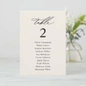 Elegante Creme Wedding Seating Chart Cards Einladung (Stehend Vorderseite)