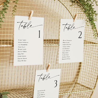 Elegante Creme Wedding Seating Chart Cards Einladung