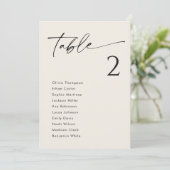 Elegante Creme Wedding Seating Chart Cards Einladung (Stehend Vorderseite)