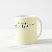 Elegante Cremefarbe Moderne Name Personalisiert Kaffeetasse (VorderseiteRechts)