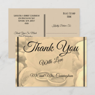 Elegante cremefarbene Floral- und Ringedankeschön- Einladung