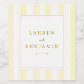 Elegante cremefarbene gestreifte Hochzeit Weinetikett (Einzelnes Label)