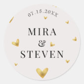 elegante cremefarbene Hochzeit Runder Aufkleber (Vorderseite)