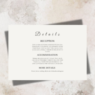Elegante cremefarbene Hochzeitseinlagekarte Begleitkarte