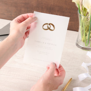 Elegante cremefarbene Hochzeitsringe Pergament Einladungen